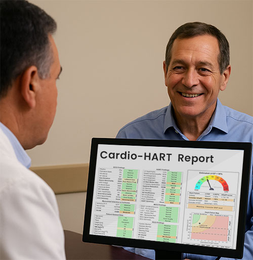Doctor is reading patient's Cardio-HART report