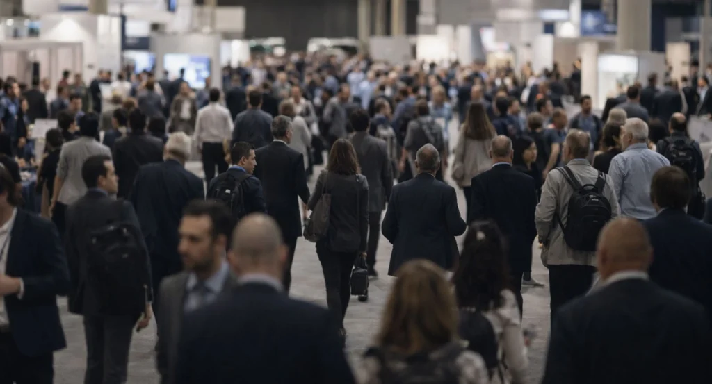 Medical cardiology congress exhibition hall during live demonstrations